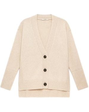Maliparmi Cardigan En Maille Nervurée À Col V - Natural