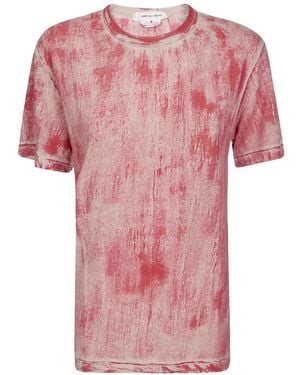 Comme des Garçons Distressed-Effect Linen T-Shirt - Pink