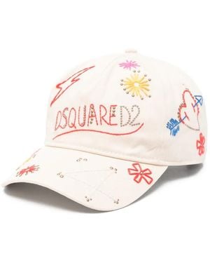 DSquared² Embroidered Studded Cap - Pink