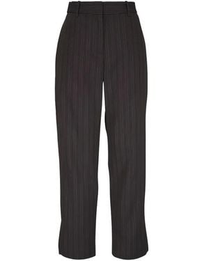 Twp Roberts Pinstripe-Pattern Straight-Leg Pants - Black