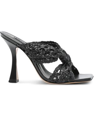 Casadei 100Mm Damier Versilia Geraldine Woven Mules - Black