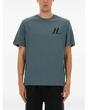 Helmut Lang Logo-Print Cotton T-Shirt - Blue