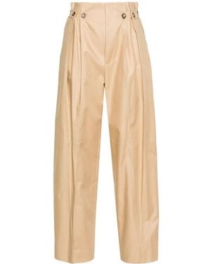 Victoria Beckham Fluid High-Waist Wide-Leg Trousers - Natural