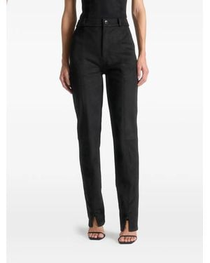 Manière De Voir Suede Straight Leg Trousers - Black