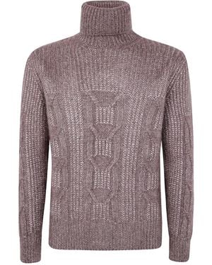 ZEGNA Pull Torsadé À Col Roulé - Marron