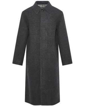 Yves Salomon Check-Interior Wool Coat - Grey
