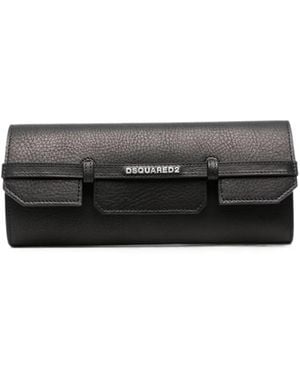 DSquared² Logo-Appliqué Clutch Bag - Grey