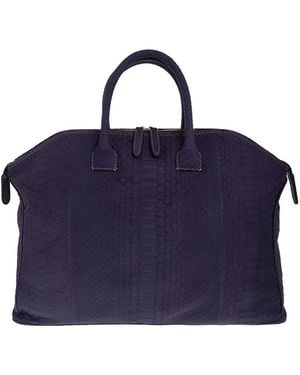 Zagliani Python Skin Tote - Blu