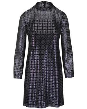 Akris Punto Stehkragen-Kleid mit Polka Dots - Blau