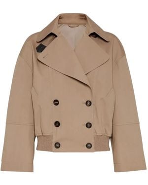 Brunello Cucinelli Double-Breasted Trench Jacket - Natural