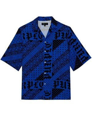Purple Brand Flag Bandana Button-Up Cotton Shirt - Blue