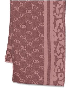 Liu Jo Monogram-Logo Scarf - Purple