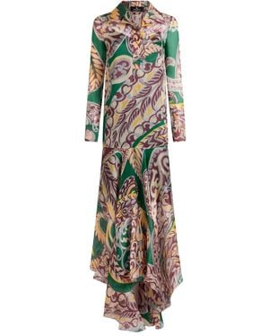 Etro Paisley-Print Ruffled Maxi Dress - Green