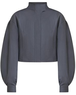 Belle Anna Globo Puff-Sleeve Jacket - Blue