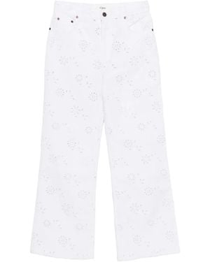 Chloé Vaqueros con ojales bordados - Blanco