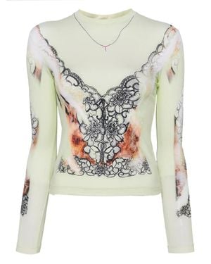 Y. Project Top Met Print En Lange Mouwen - Grijs