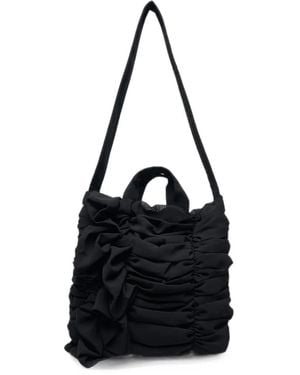 Comme des Garçons Ruched Ruffled Tote Bag - Black