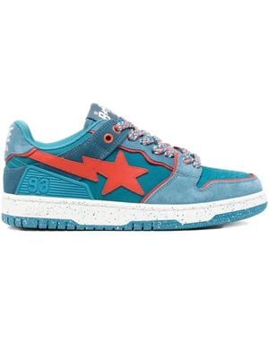 A Bathing Ape Star-Patch Lace-Up Trainer - Blue