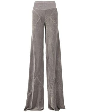 Rick Owens Bias Velvet-Finish Flared Pants - Gray