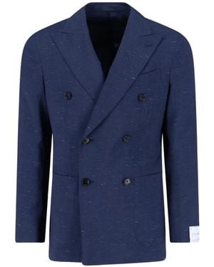 Caruso Double-Breasted Blazer - Blue