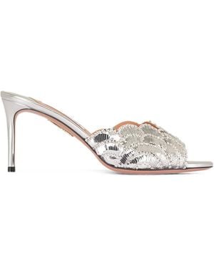 Aquazzura Sandalias Bordadas Y Festoneadas Con Tacón - Blanco