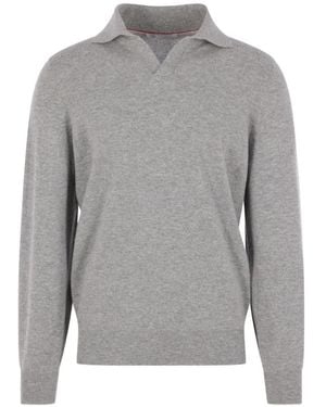 Brunello Cucinelli Cashmere Polo-Collar Jumper - Grey