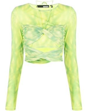 ROTATE BIRGER CHRISTENSEN Layered Cropped Tie-Dye Top - Green