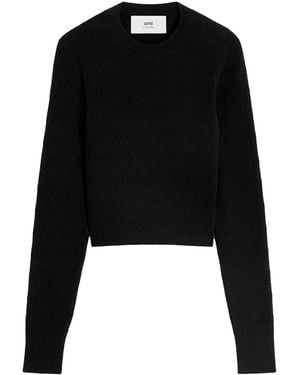 Ami Paris Ami De Coeur Cotton-Blend Top - Black