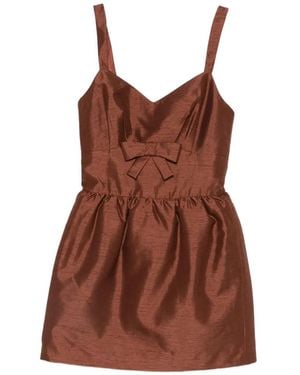 ShuShu/Tong Vestido Midi Con Detalle De Lazos - Marrón