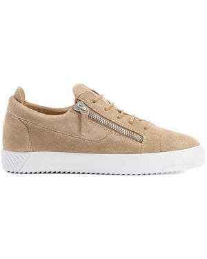 Giuseppe Zanotti Frankie Metal Zippers Trainers - Natural
