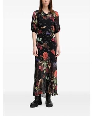 AllSaints Tiwa Floral-Print Maxi Dress - Black