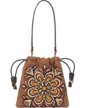 Etro Small Beaded-Embellished Bucket Bag - White