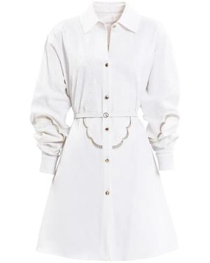 Saiid Kobeisy Perforated Denim Mini Dress - White