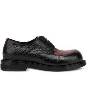 Moschino Crocodile-Embossed Derby Shoes - Black