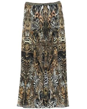 CAMILLA Feline Folklore Pleated Midi Skirt - Black