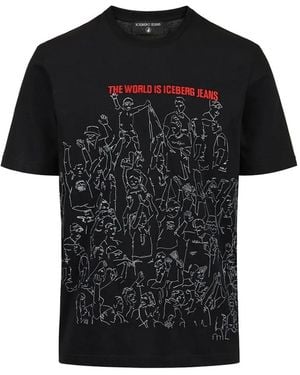 Iceberg Graphic-Print Crew-Neck T-Shirt - Black