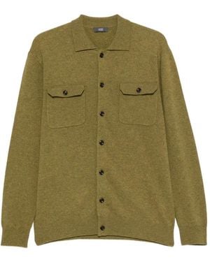 Hōsio Button-Up Pocket-Detail Cardigan - Green