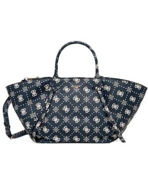 Guess Allegra Monogram-Print Tote Bag - Blue