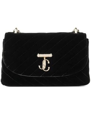 Jimmy Choo Small Curve Velvet Cross Body Bag - Black