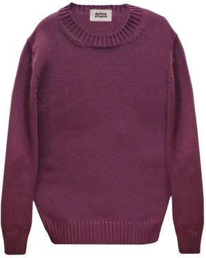 Alpha Studio Round-neck wool sweater - Morado