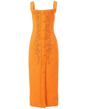 Carolina Herrera Embroidered Sleeveless Dress - Orange