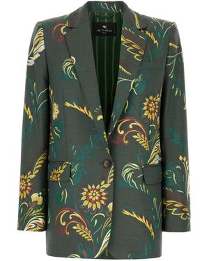 Etro Floral-Print Blazer - Green