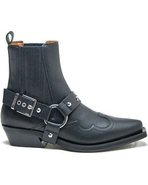 Ganni Stivali Con Fibbia Western - Nero