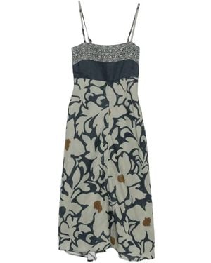 Luisa Cerano Gesmoktes Kleid Mit Blumenprint - Weiß