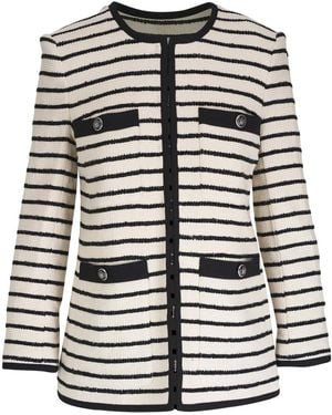 Veronica Beard Striped Collarless Blazer - Black