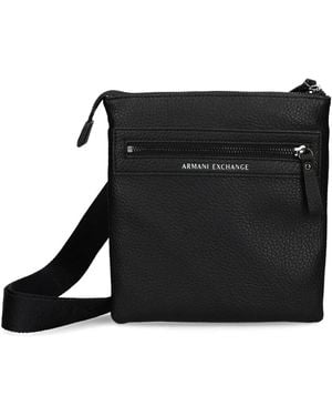 ARMANI EXCHANGE アニマルフリーレザー メッセンジャーバッグ - ブラック