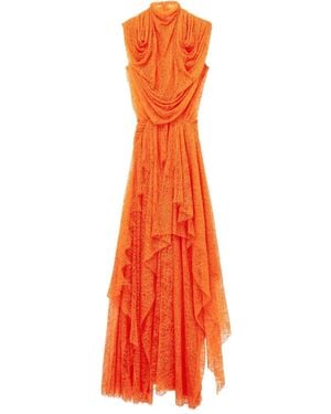 McQueen Draped Lace Dress - Orange