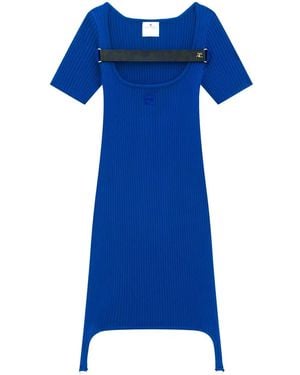 Courreges Abito Corto Maille Racer Bretelles Con Cinghia - Blu