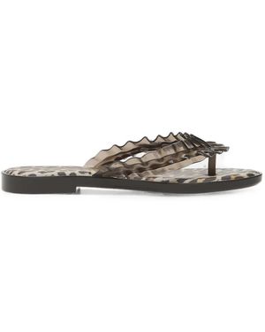 Melissa Ruffled Leopard-Print Flip Flops - White
