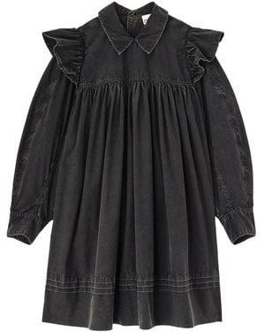 Ganni ロングスリーブ ミニドレス - ブラック